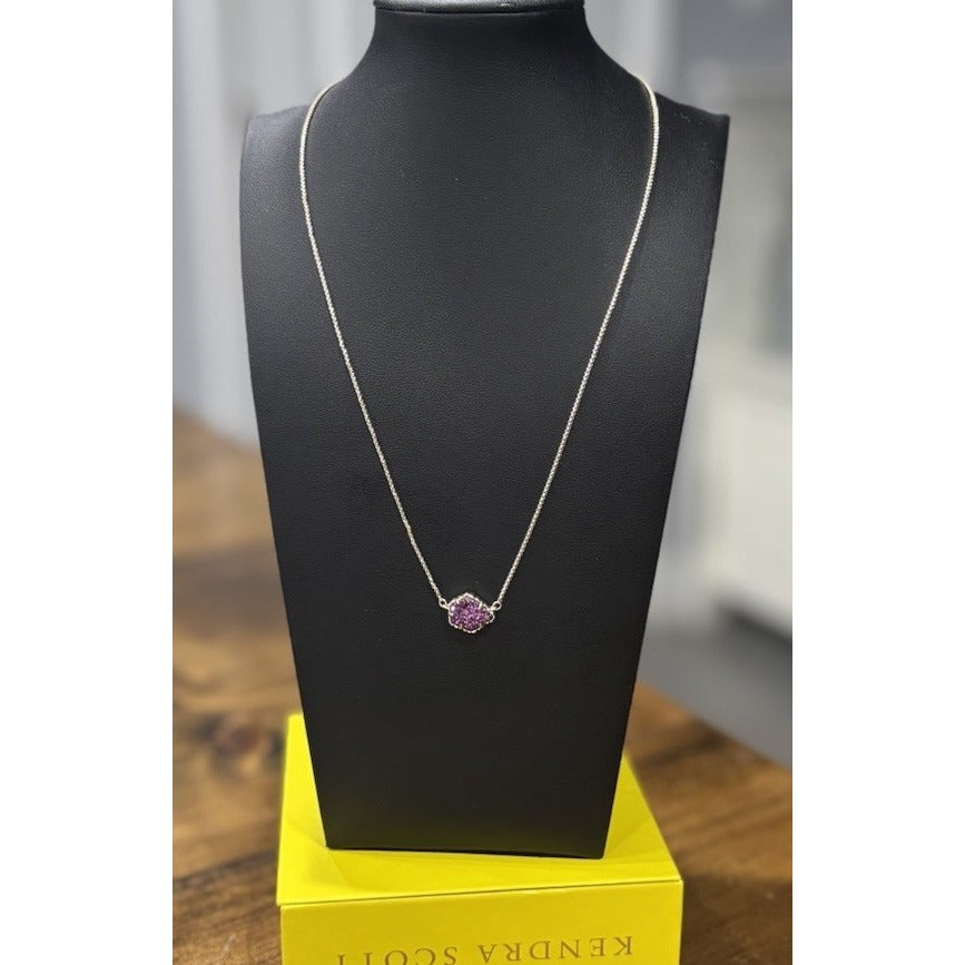 Kendra Scott Theo Raspberry Drusy Gold Chain necklace