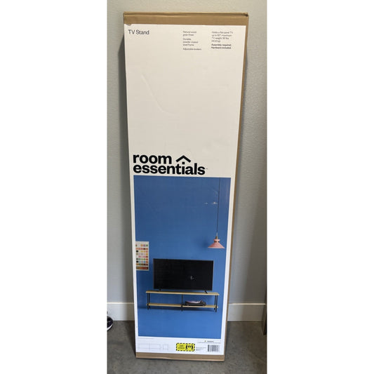 Room Essentials TV stand Natural Wood Finish 18 In X 15 In X 60 In New In Box