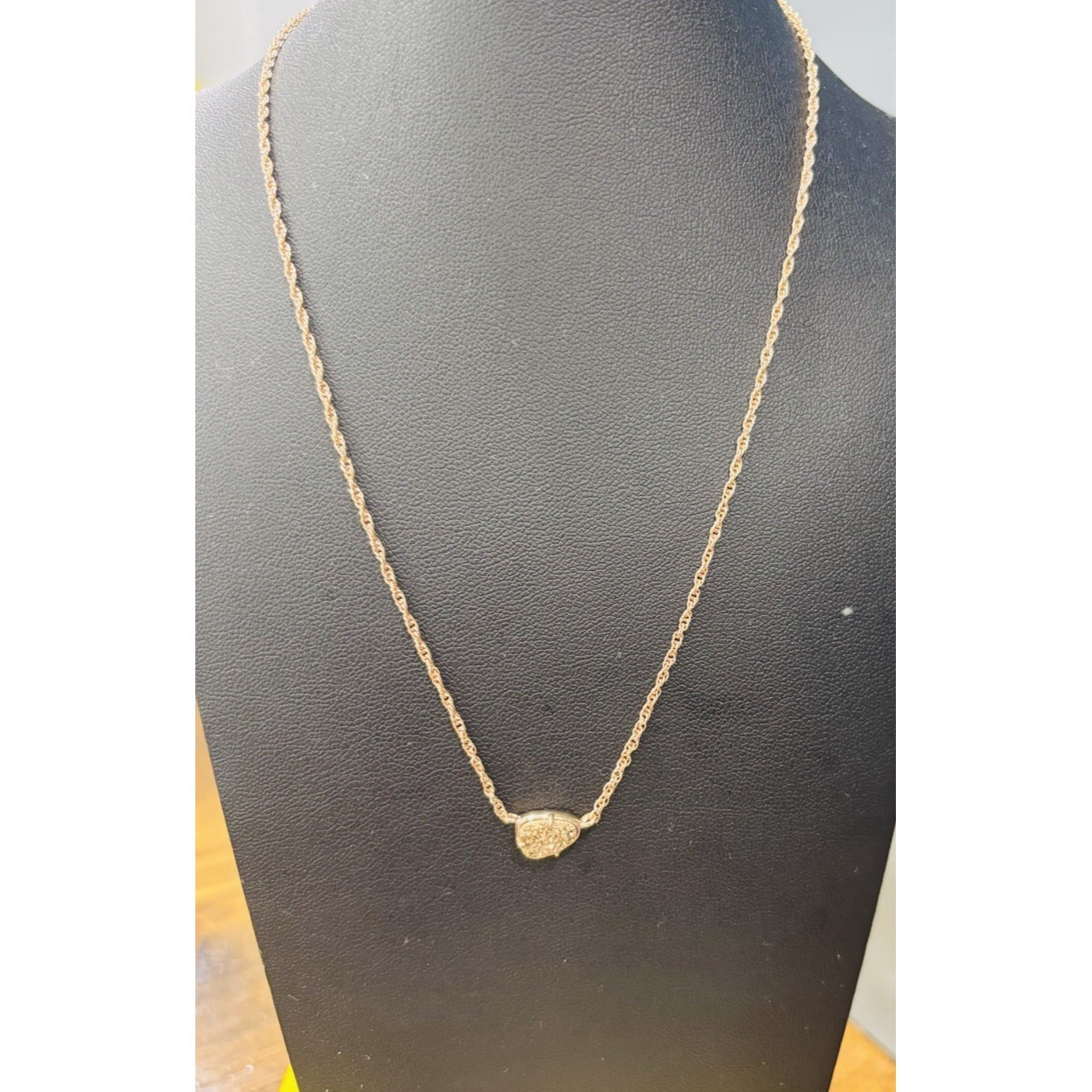 Kendra Scott Rose Gold Fern Necklace With Gold Drusy