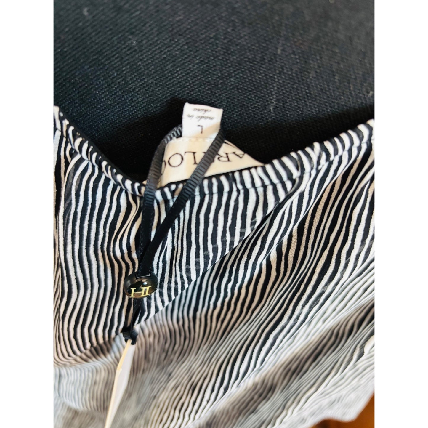 Heartloom Womens Zebra Stripe Tassel Trim Cold Shoulder Dress Size L