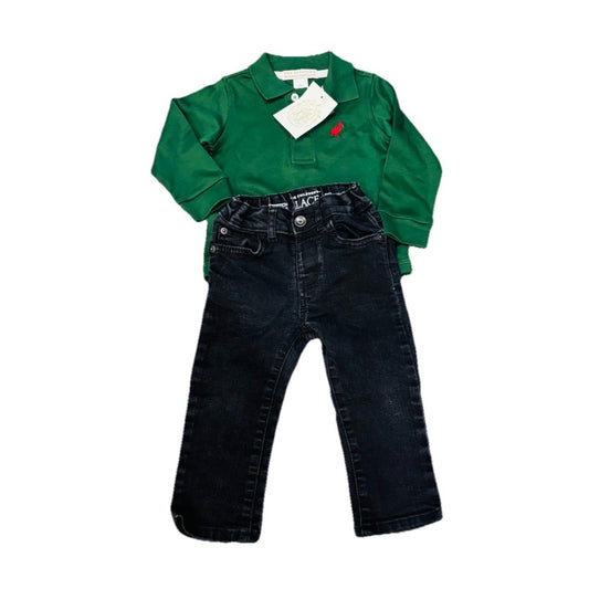 The Beaufort Bonnet Long Sleeve Polo NWT And Black Children’s Place Jeans 12M