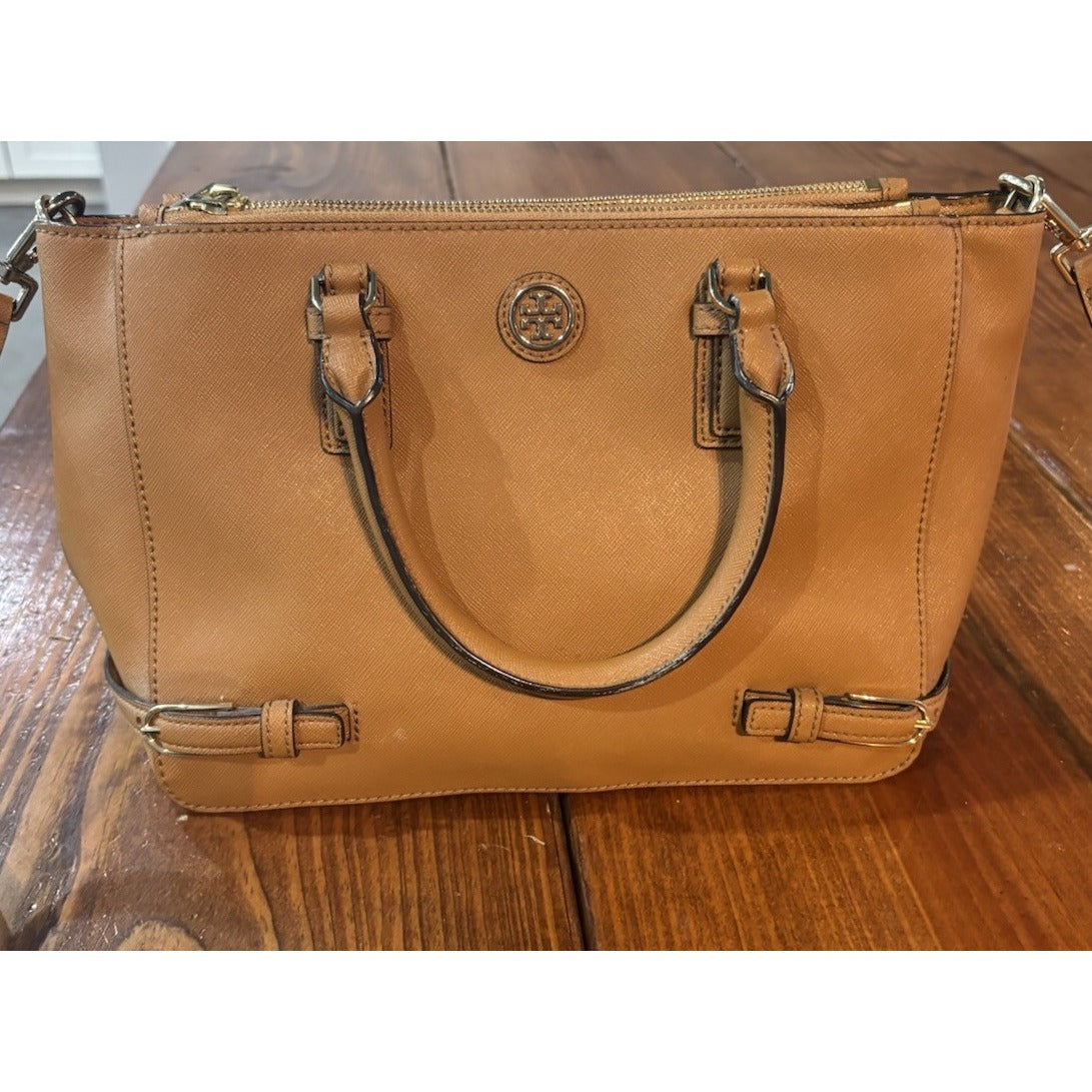 Tory Burch Robinson Brown Double Zip Tote