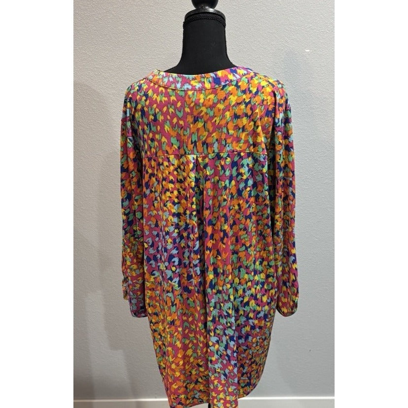 Dear Scarlett 3/4 Sleeve Blouse Bright Colors Size 2XL