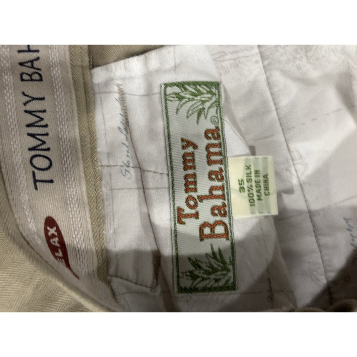 Tommy Bahama Shorts Mens 35 Beige Tan Silk Chino Rugby Pocket Casual Outdoor Men