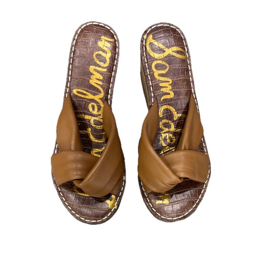 Sam Edelman Ramsey Sandals Womens US 6.5 Brown Leather Cork Wedge