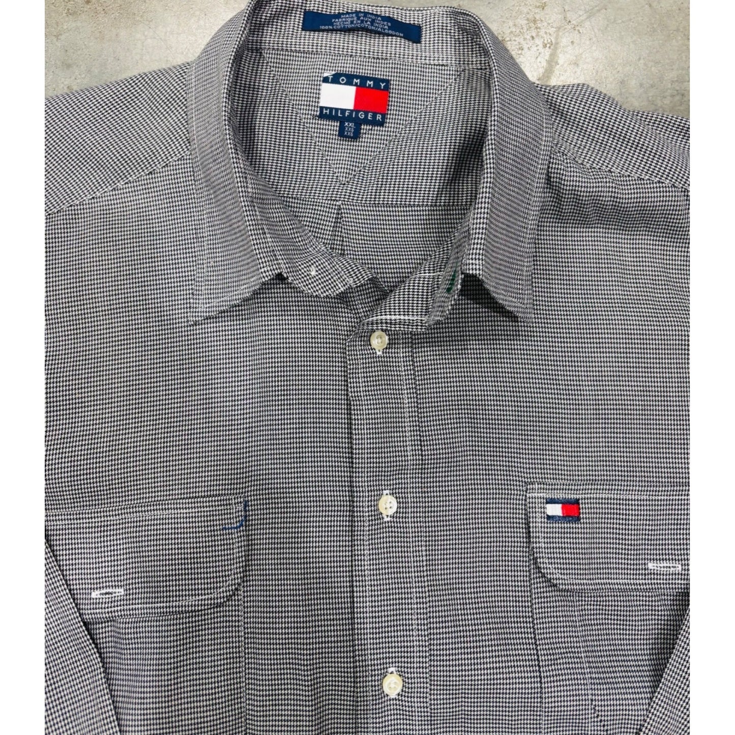 Tommy Hilfiger Mens Gingham Checkered Long Sleeve Button-Up Shirt Size 2XL