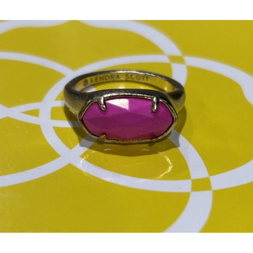 Kendra Scott Hot Pink and Gold Ring Size 6