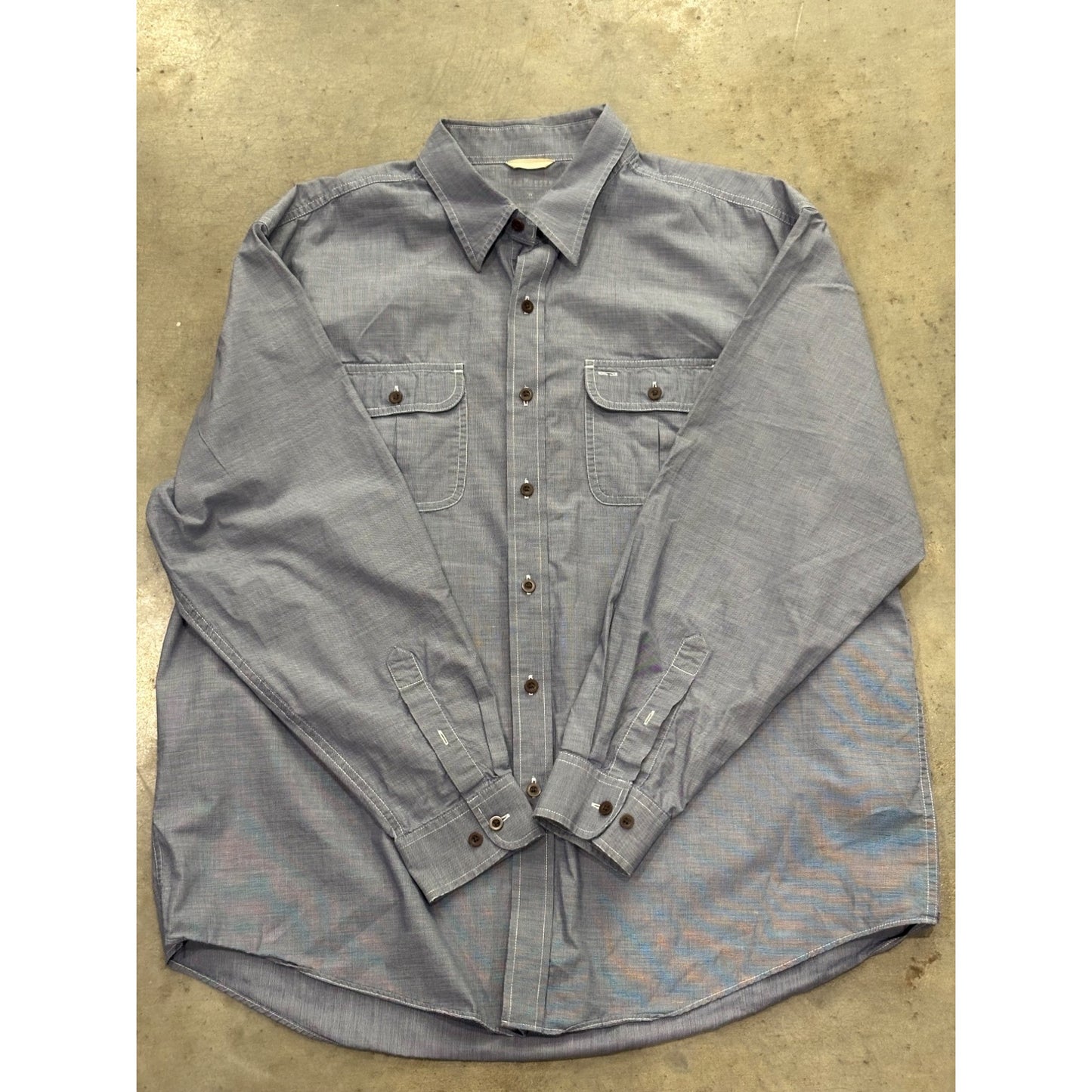 Van Huesen Mens Long Sleeve Button-Up Shirt With Pockets XL