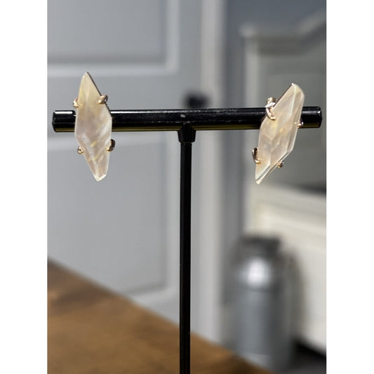 Kendra Scott Belinda Rose Gold Stud Earrings In White Agate