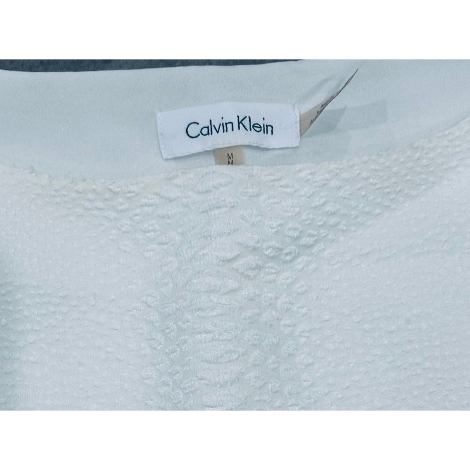 Calvin Klein Bell Sleeves White Blouse Bell Sleeves With Black Trim Size Medium