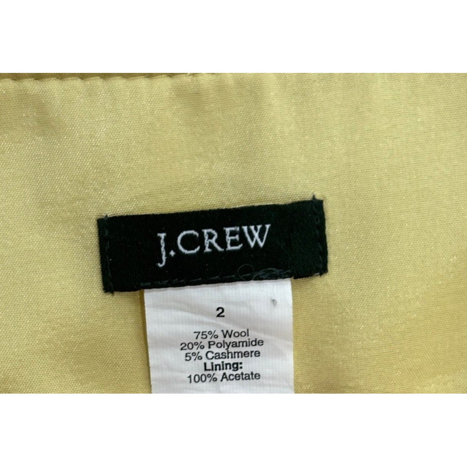 J Crew Mini Skirt Side Button Wool Blend Pockets Lined Women's SZ 2 Chartruse