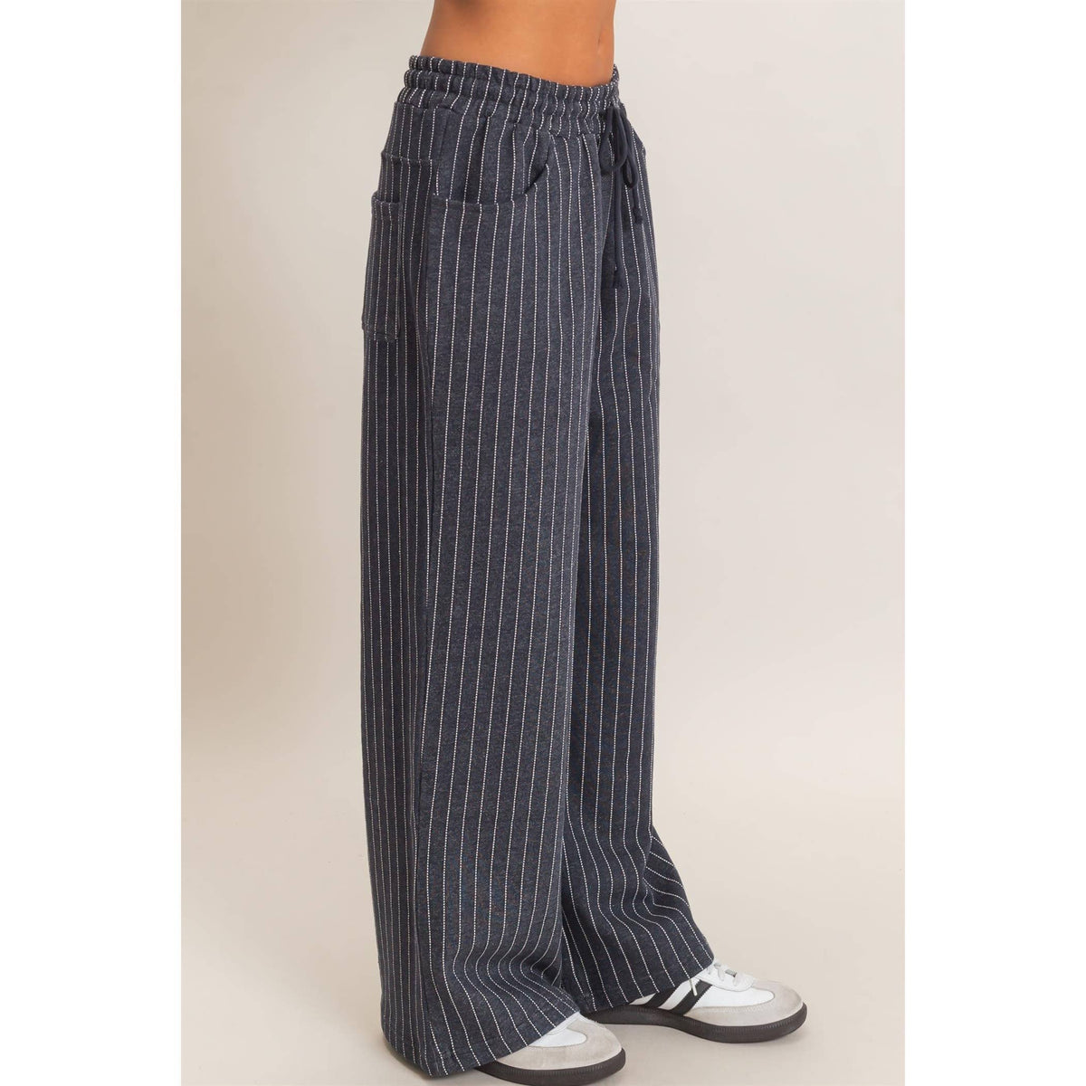 Pinstripe Elastic Waist Sweatpants