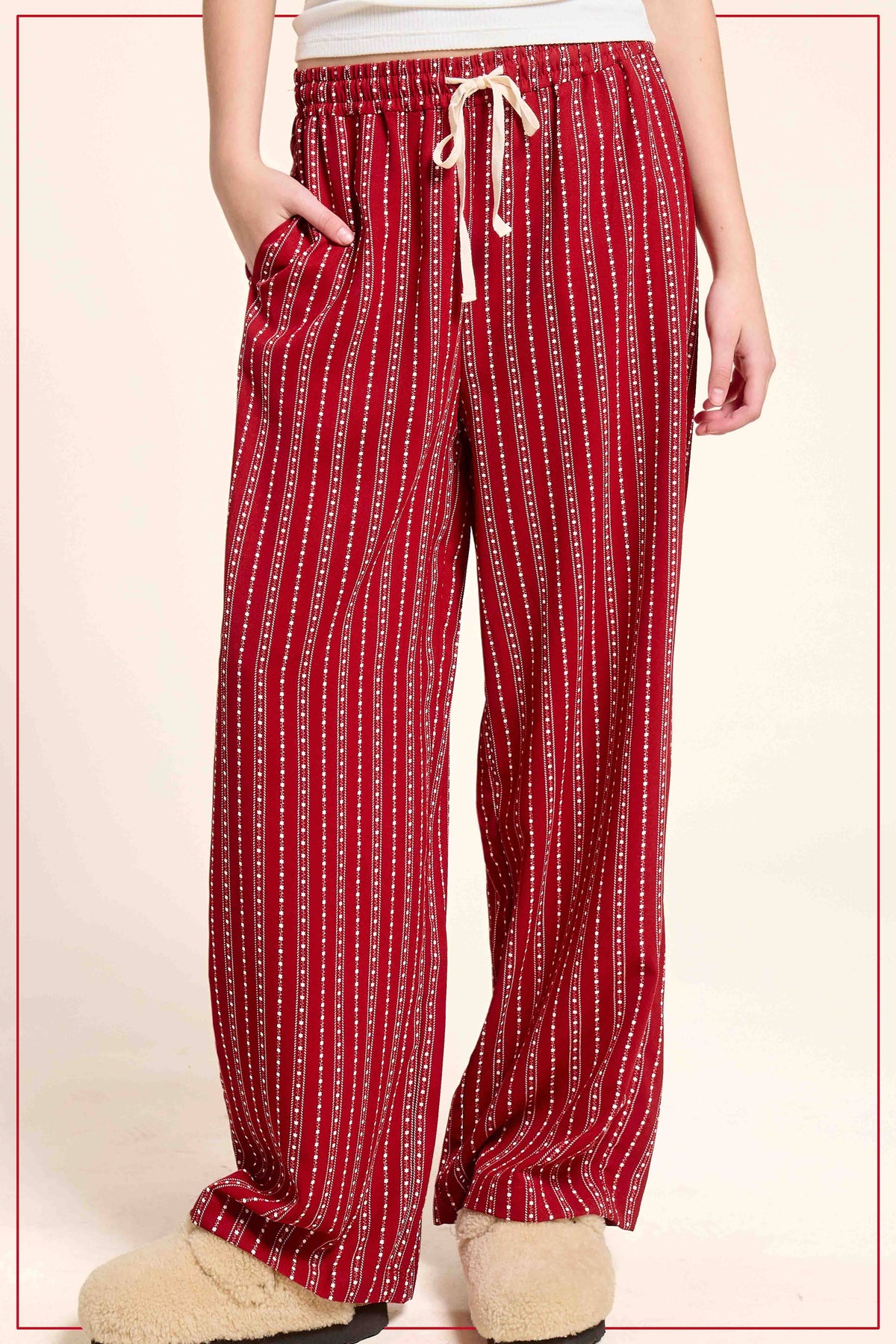 La Miel Patterned Design Relaxed Fit Pants With Pockets