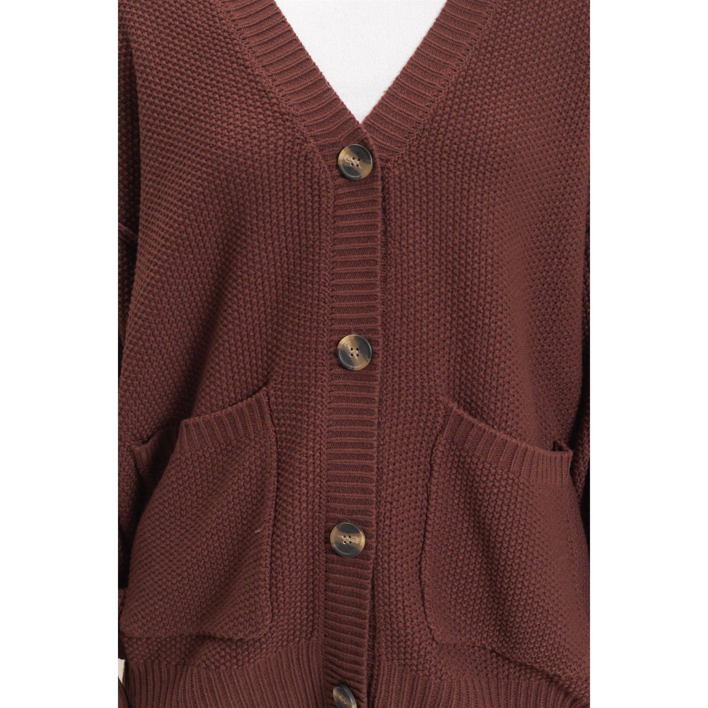 Textured Oversized Knit Buttoned Cardigan