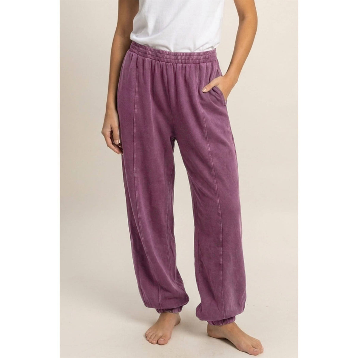 Double Zero Mineral Wash Elastic Waist Jogger Pants