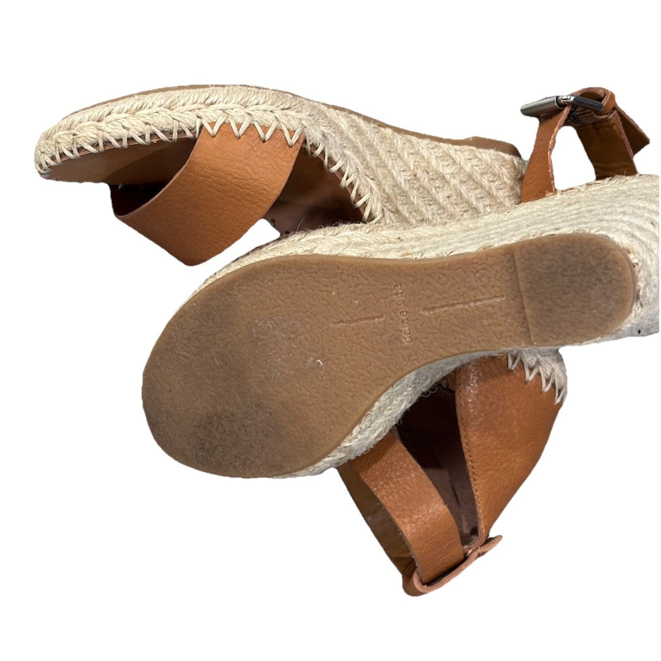 Dolce Vita Noor Tan Leather Espadrille Wedges Sandals - Size 6.5