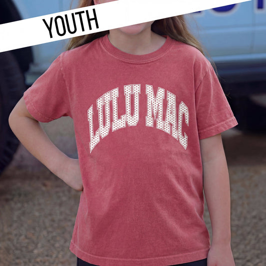 LuLu Mac Dot Crimson Youth Comfort Colors Tee