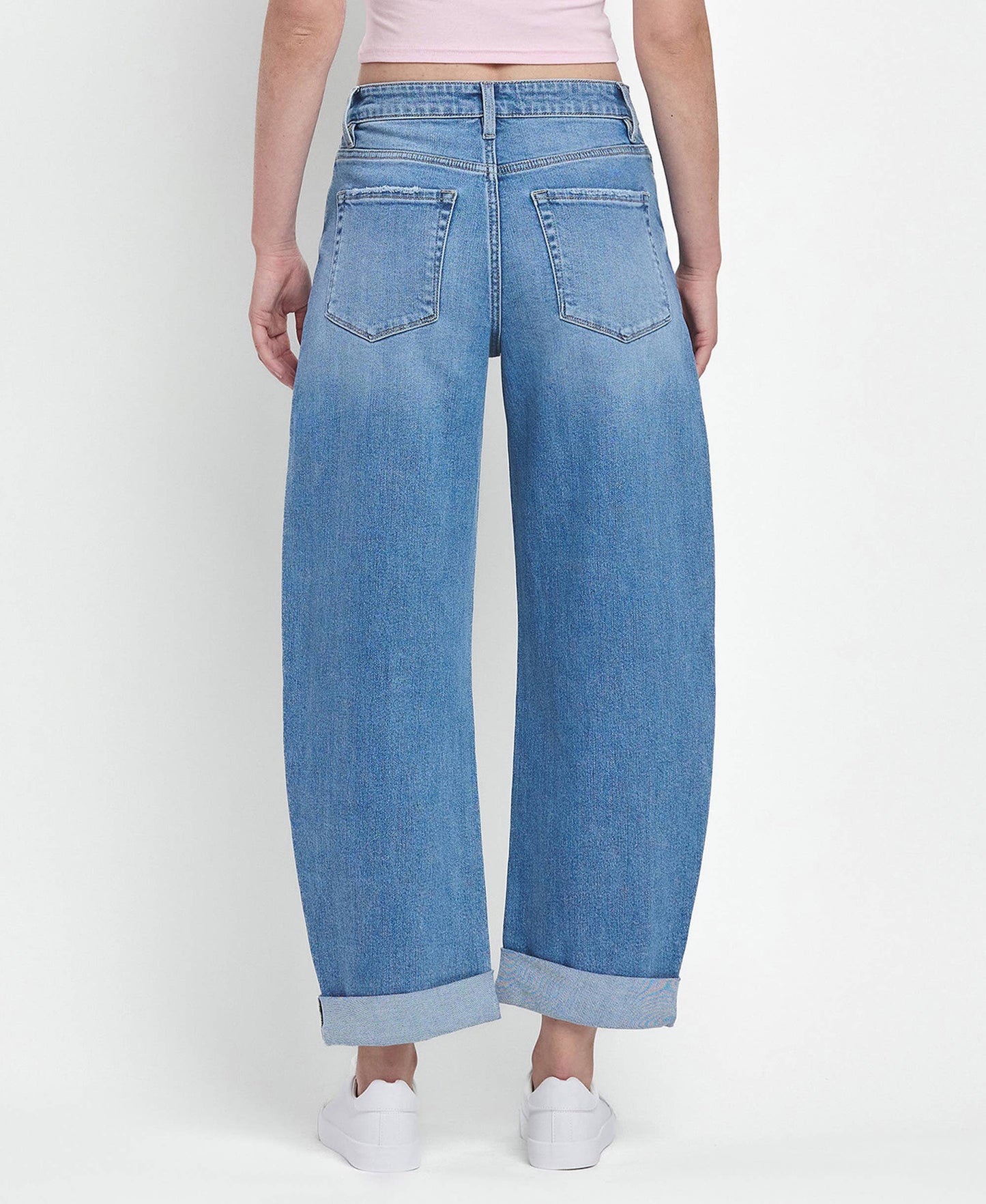 SUPER HIGH RISE DOUBLE CUFFED BARREL JEANS V3598