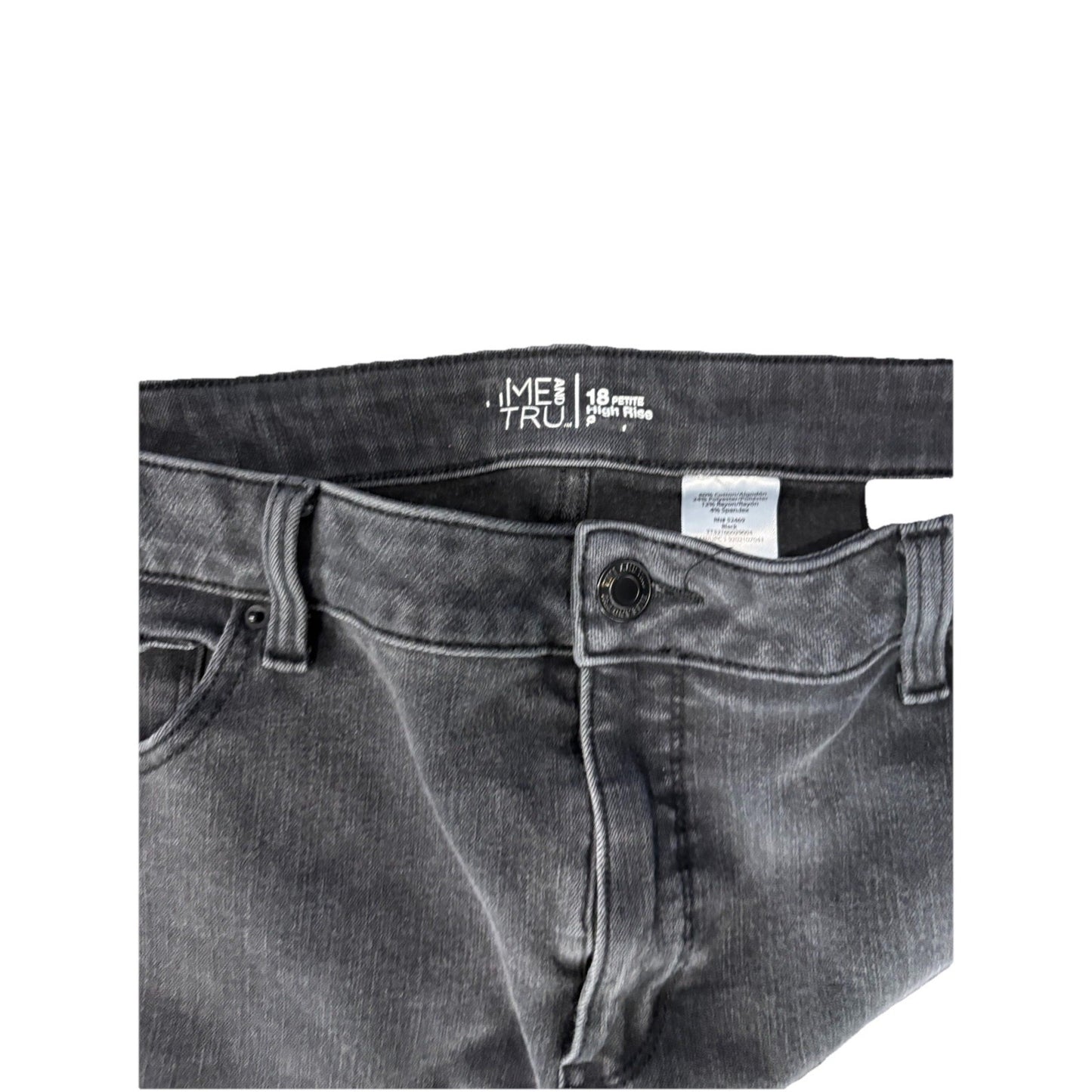 Time And Tru Women's High Rise Skinny Jeans Black 18 Petite Denim 5-Pocket