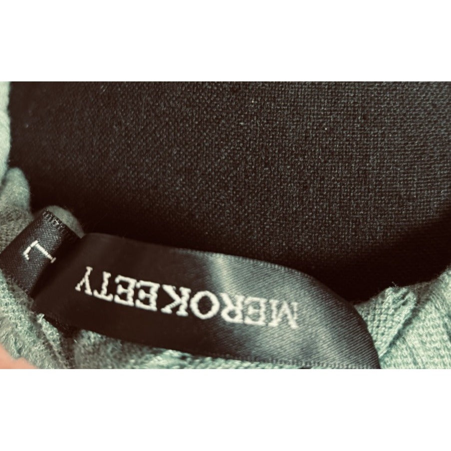 Merokeety Dress Sage Green Long Sleeve Vneck Ribbed With Pockets Size Large