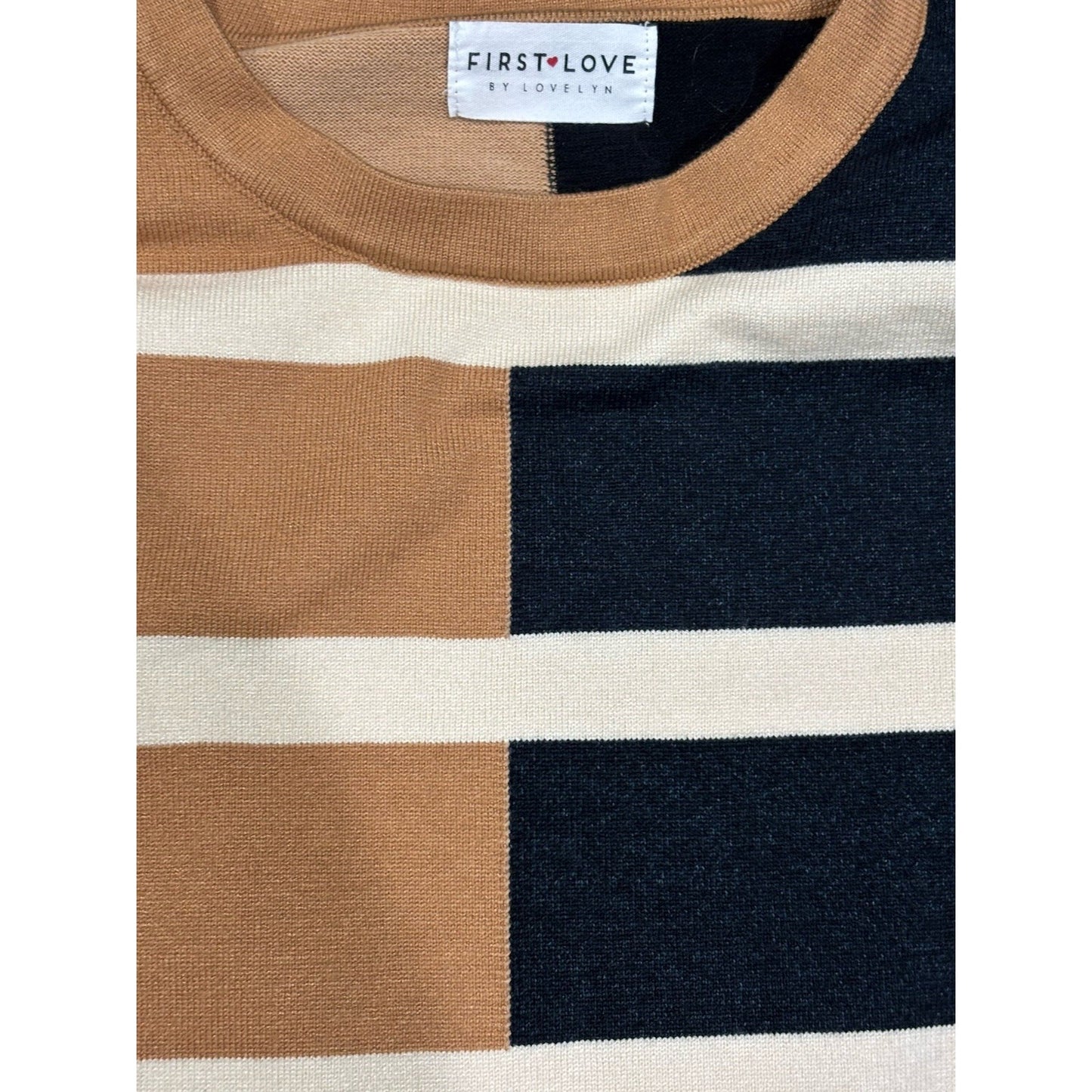 My First Love Oversized Mocha And Black Striped Sweater Size Medium