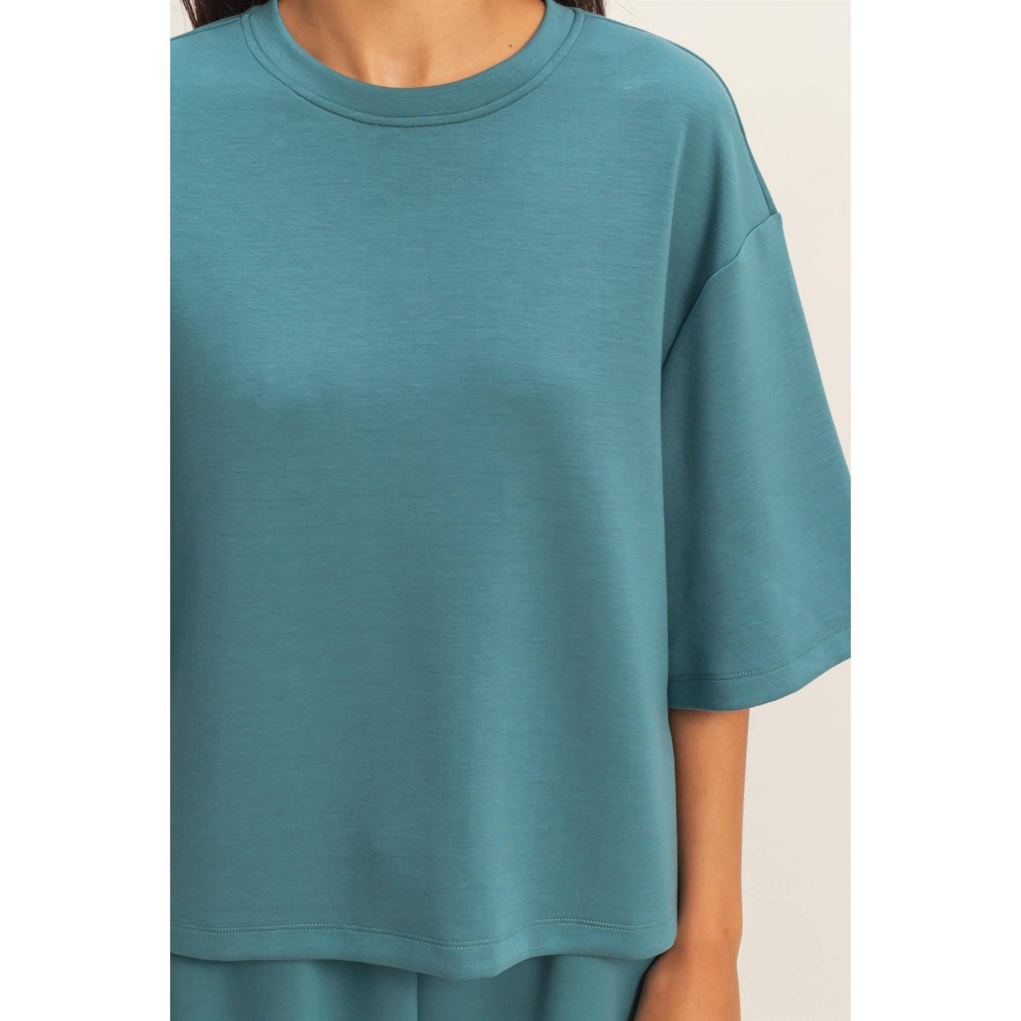 Double Zero Scuba Sleeve Boxy Set Teal