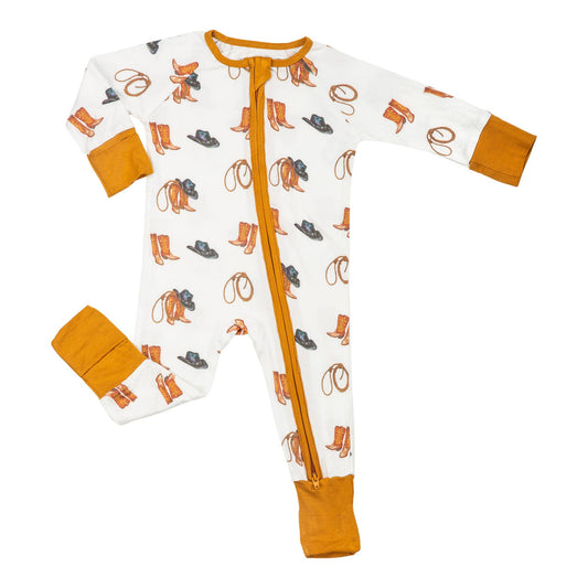 Life Is Better In Boots  Baby Bamboo Pajamas, 2-Way Zipper