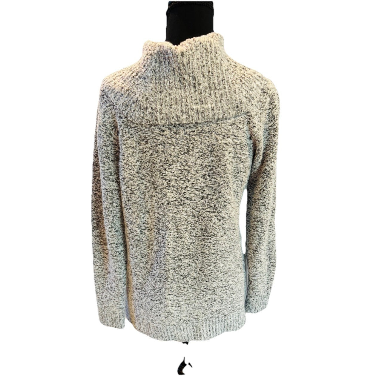 Calvin Klein White Black Fuzzy Knit Cowl Neck Sweater S