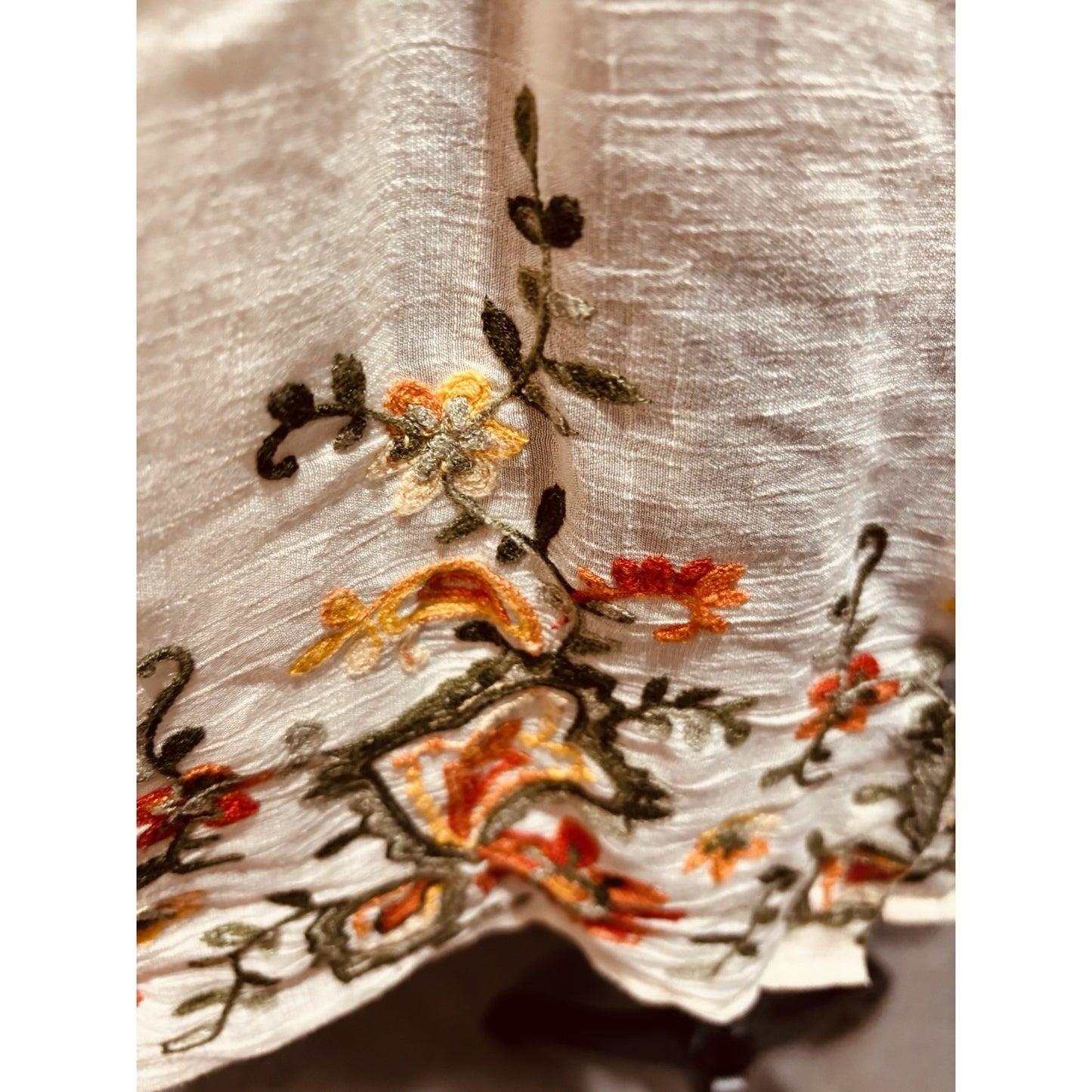 Ruby Rd 3/4 Sleeve Cream Blouse With Floral Embroidery Size 2X