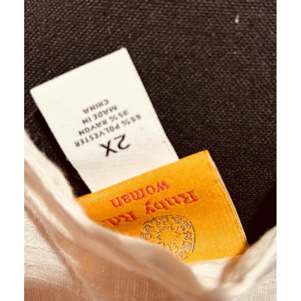 Ruby Rd 3/4 Sleeve Cream Blouse With Floral Embroidery Size 2X