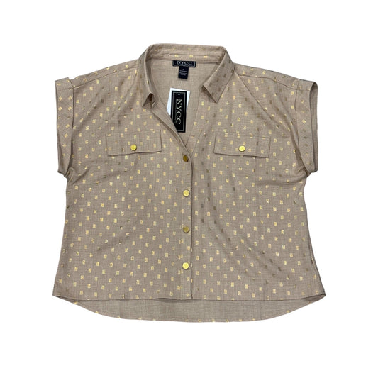 NYCC Womens Gold Dot Short Sleeve Button-Up Shirt Size XL