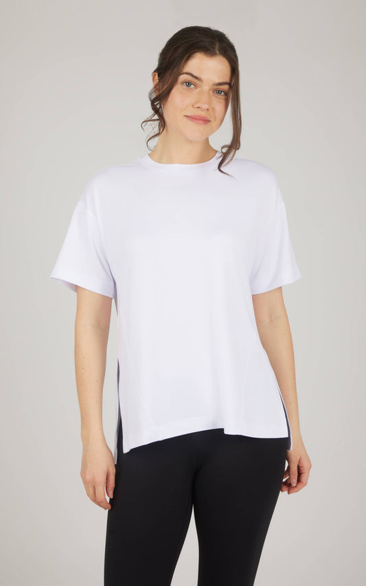 Women's Super Soft Boxy Full Length Short Sleeve T Shirts White