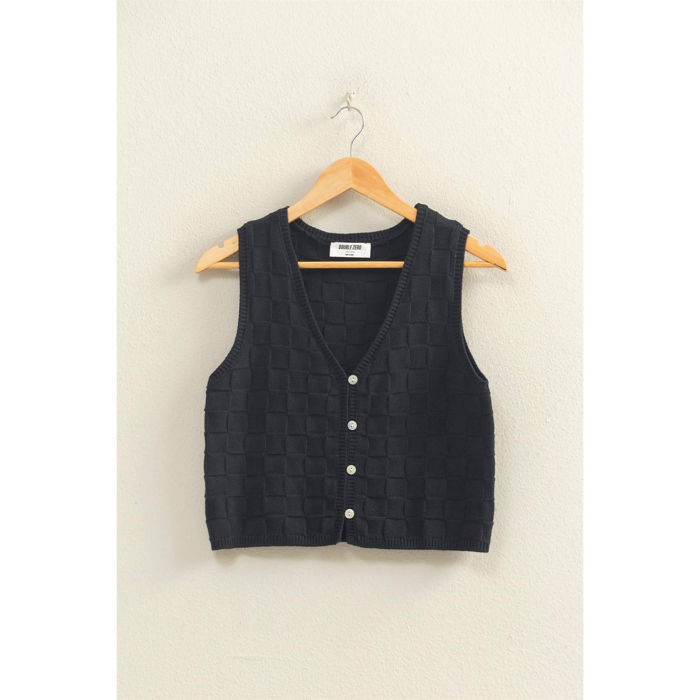 Double Zero Basket Weave V-Neck Sleeveless Vest