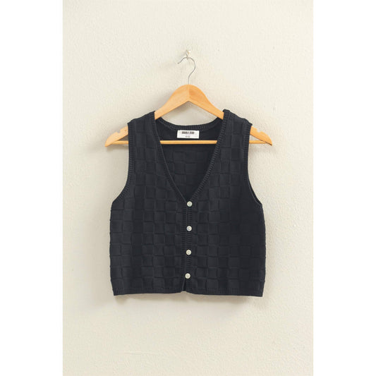 Double Zero Basket Weave V-Neck Sleeveless Vest