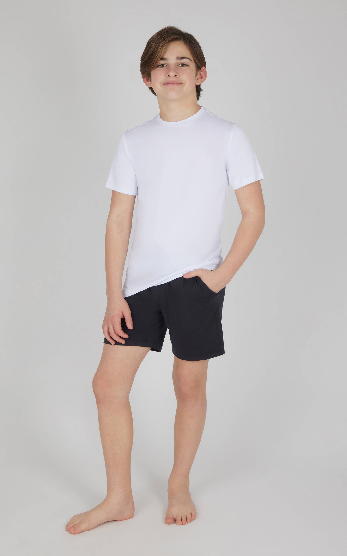 Boys Two Tone Heather Lux Shorts W Inner Liner Black