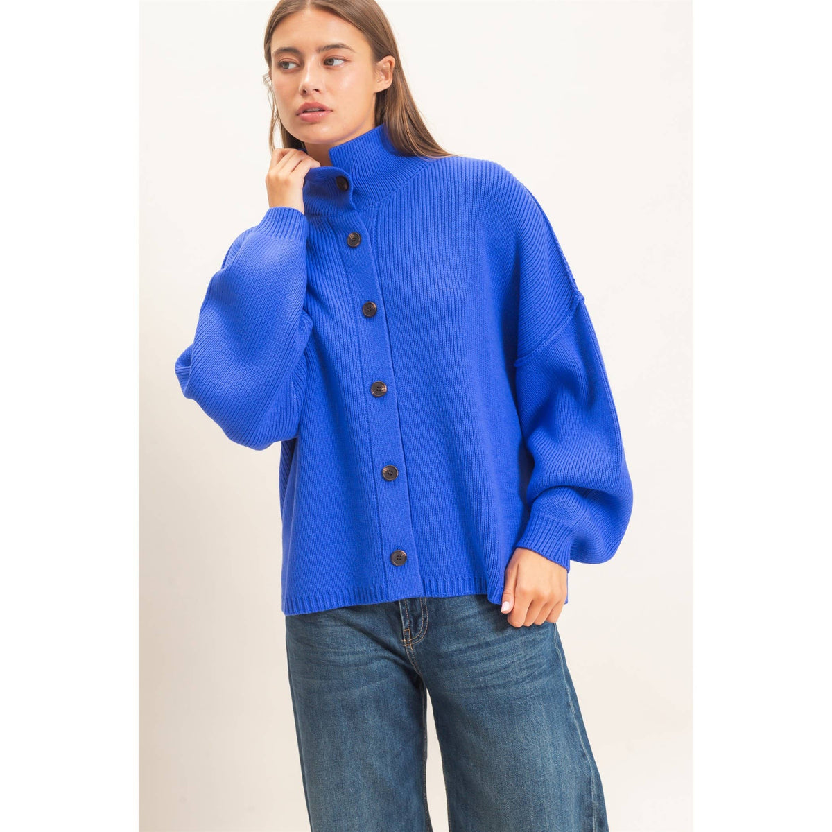 High Neck Oversized Cardigan