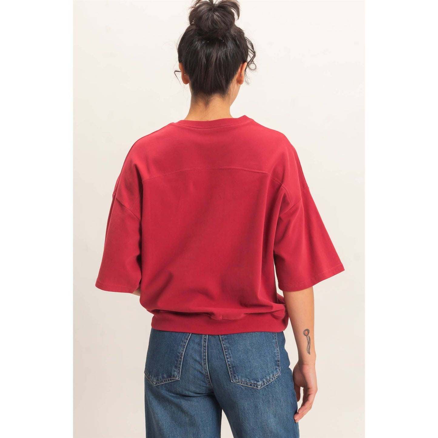 Double Zero Washed Crew Neck Short Sleeve Top