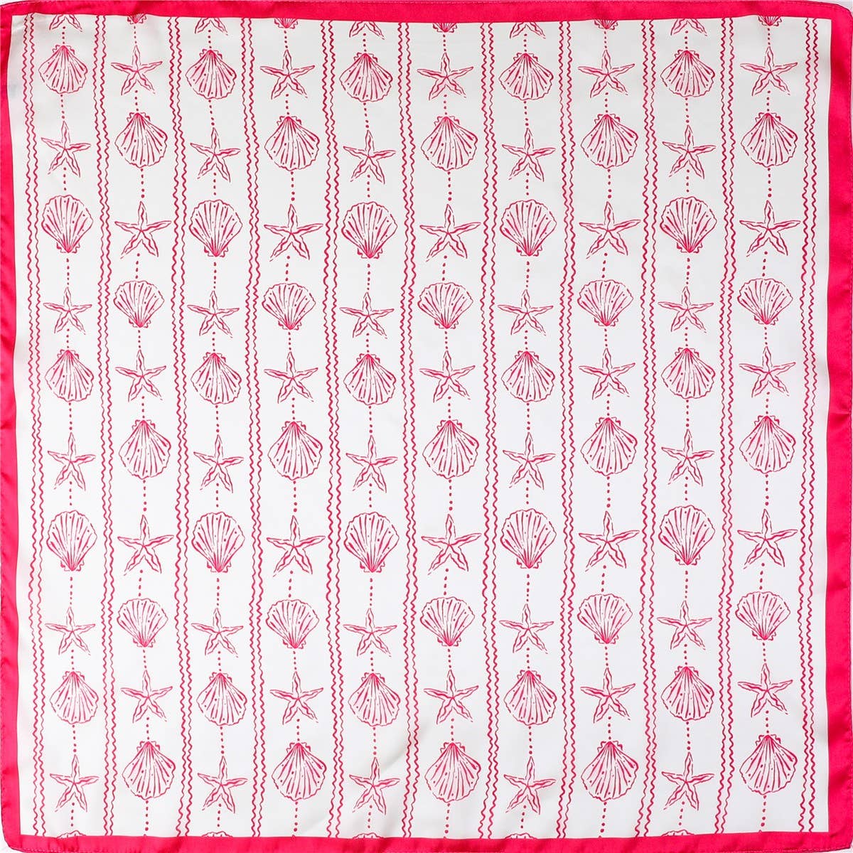 Nautical Shell & Starfish Print Silk-Feel Scarf