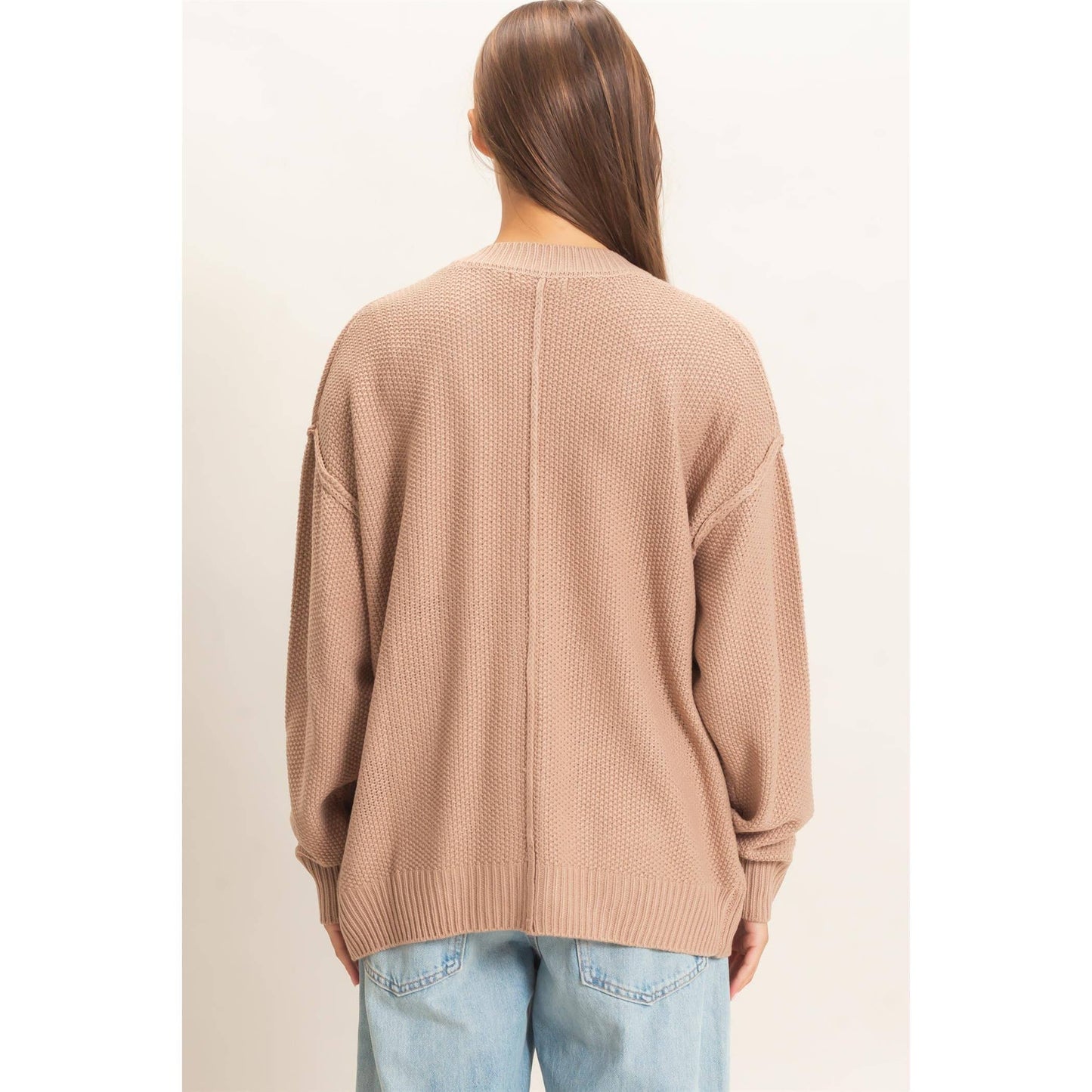 Textured Oversized Knit Buttoned Cardigan