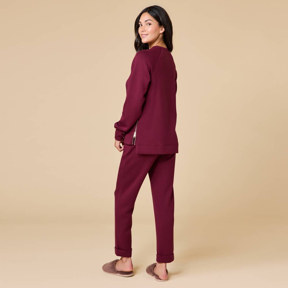 Athleisure DreamTech Crew Tunic with Side Zip & Flood Pant