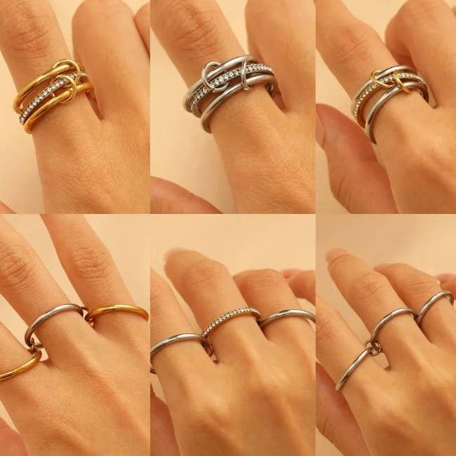 Stainless Steel Stackable Plain Band Rings Linked | 40R134