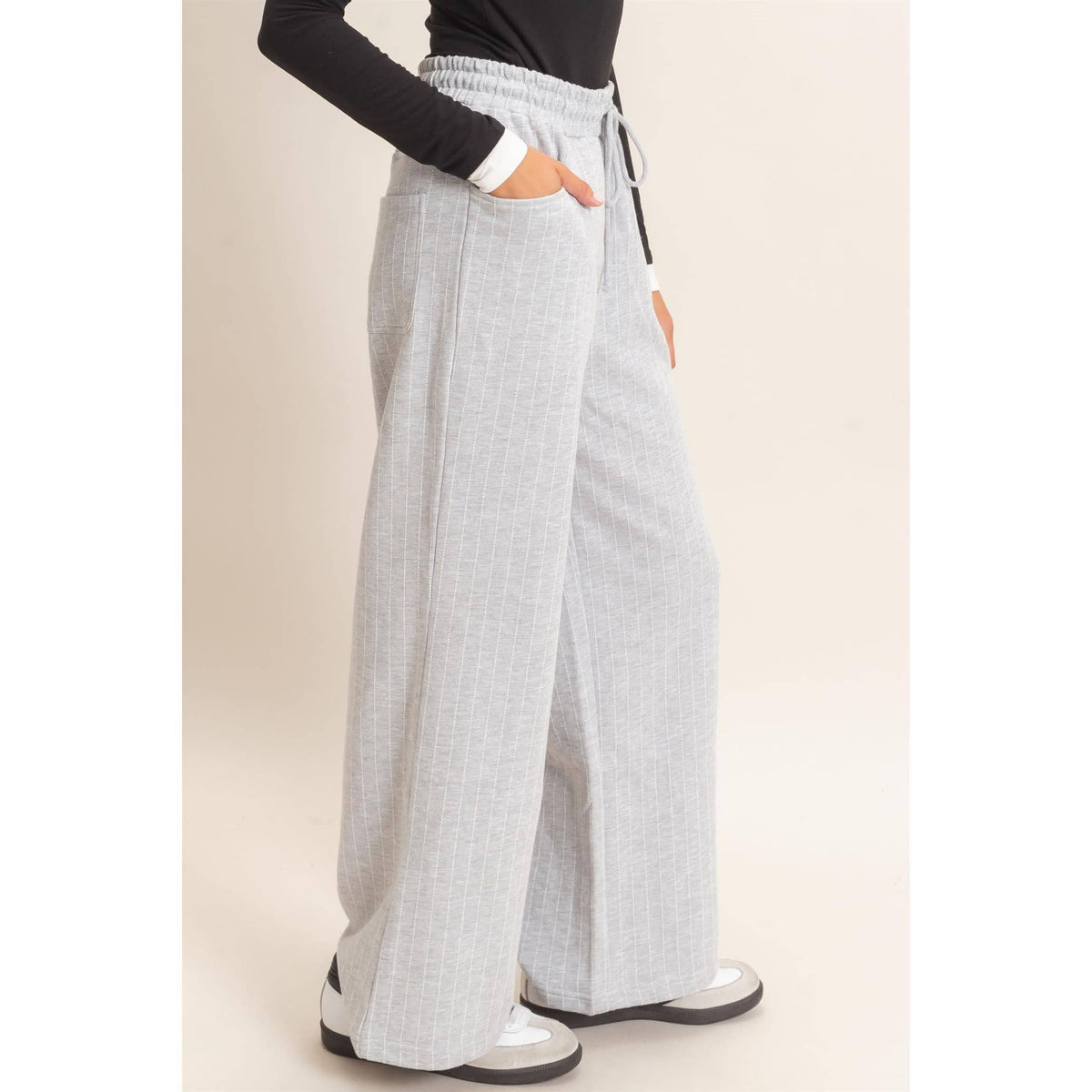 Pinstripe Elastic Waist Sweatpants