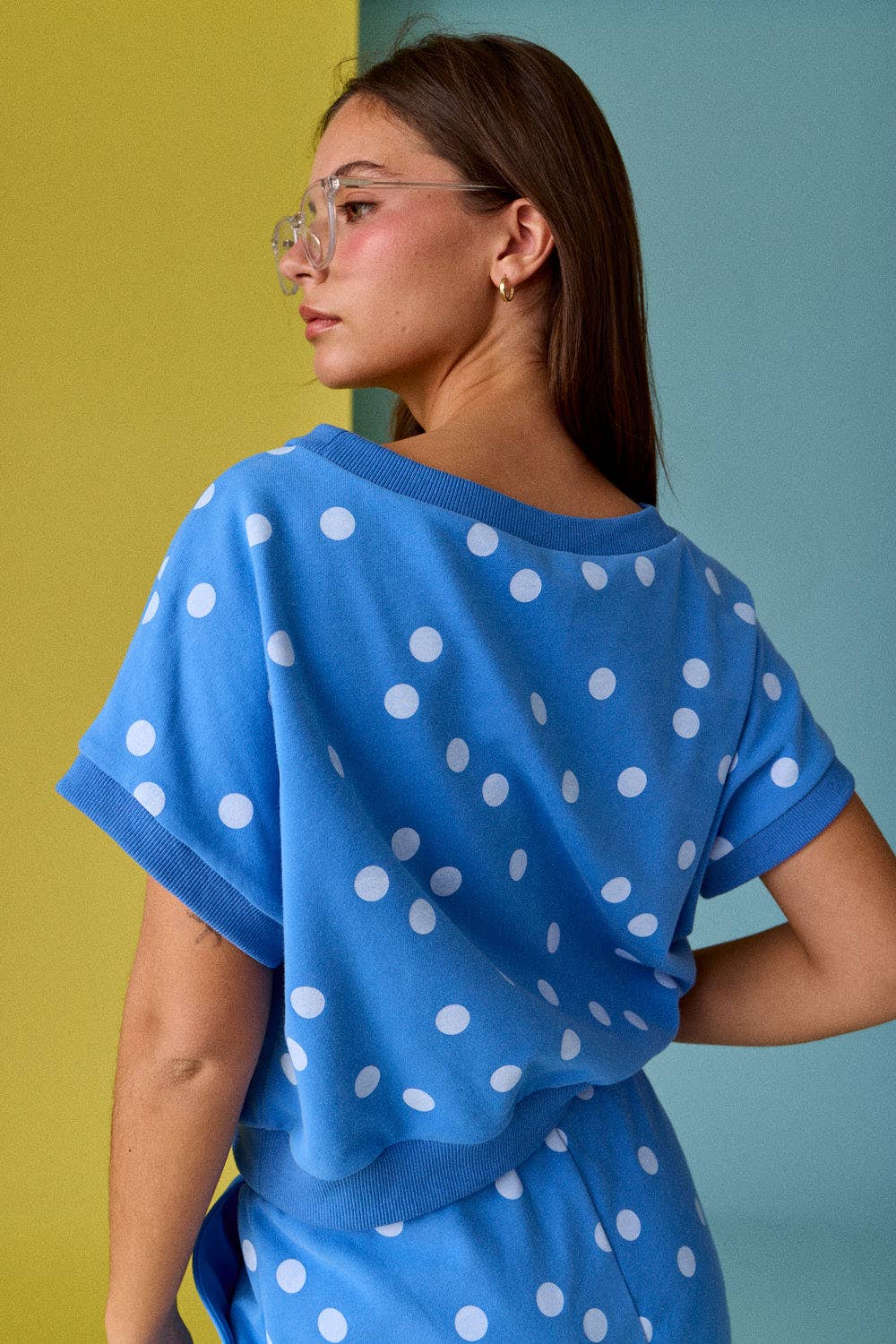 Polka Dot Print Short Sleeve Top and Short Set
