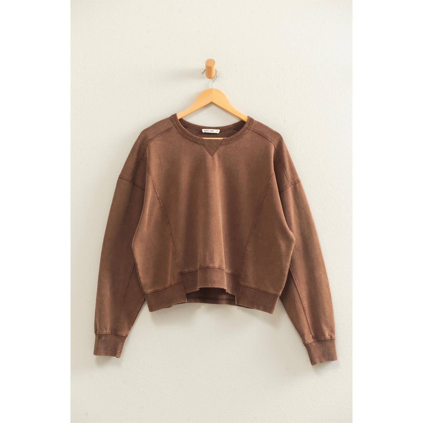 Acid Wash Seam Detail Crew Neck Sweatshirt