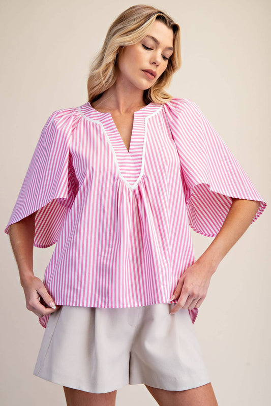 Glam V-Neck Oversized Flutter Sleeves Top