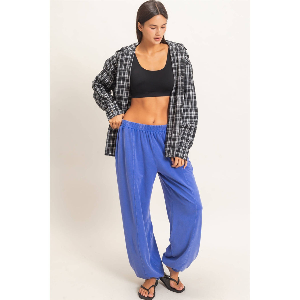 Double Zero Mineral Wash Elastic Waist Jogger Pants