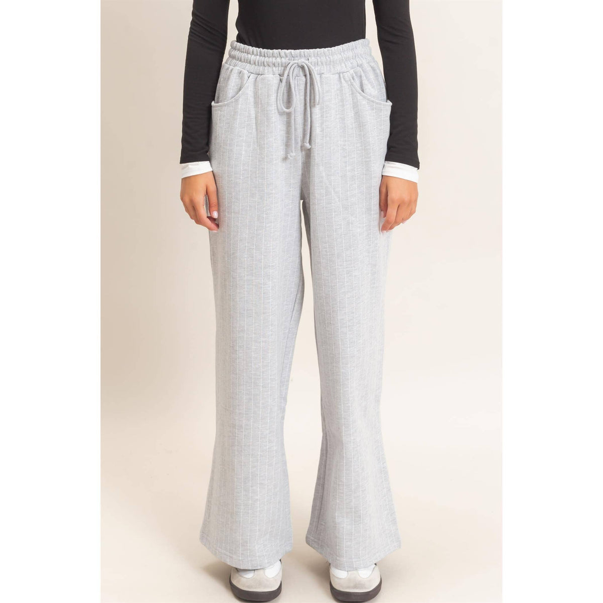Pinstripe Elastic Waist Sweatpants