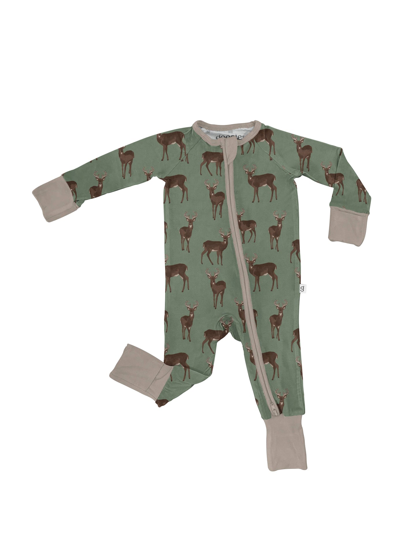 Goosies Deer  - LS Convertible Zip PJs Bamboo