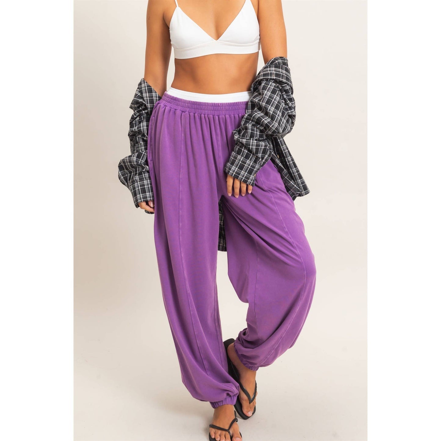 Double Zero Mineral Wash Elastic Waist Jogger Pants