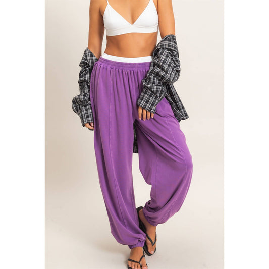 Double Zero Mineral Wash Elastic Waist Jogger Pants